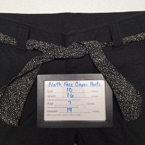 The North‎ Face Cropped Pants Capri Black Tie Belt Womens 10 Gorp Hiking - Picture 5 of 7